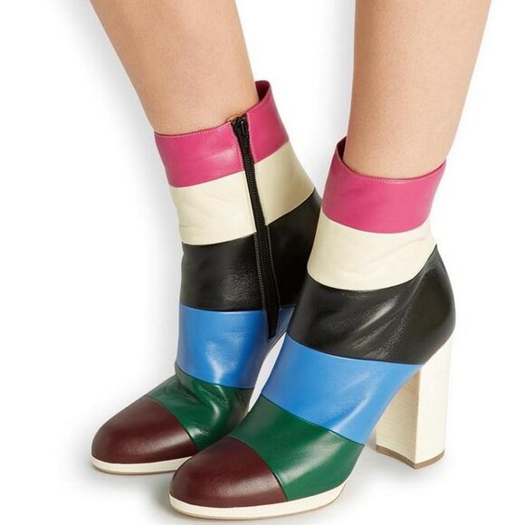 New VALENTINO GARAVANI Color-block Boots - Picture 1 of 16